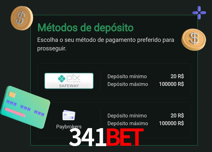 O cassino 341bet oferece uma grande variedade de métodos de pagamento